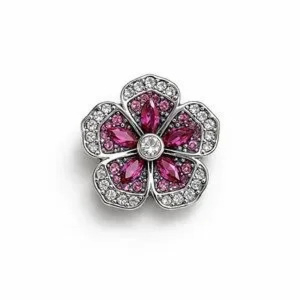 ?? Elegant Floral Brooch With Pink Zirconia